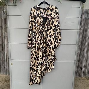 Sleeve Plunge Satin Maxi Dress 